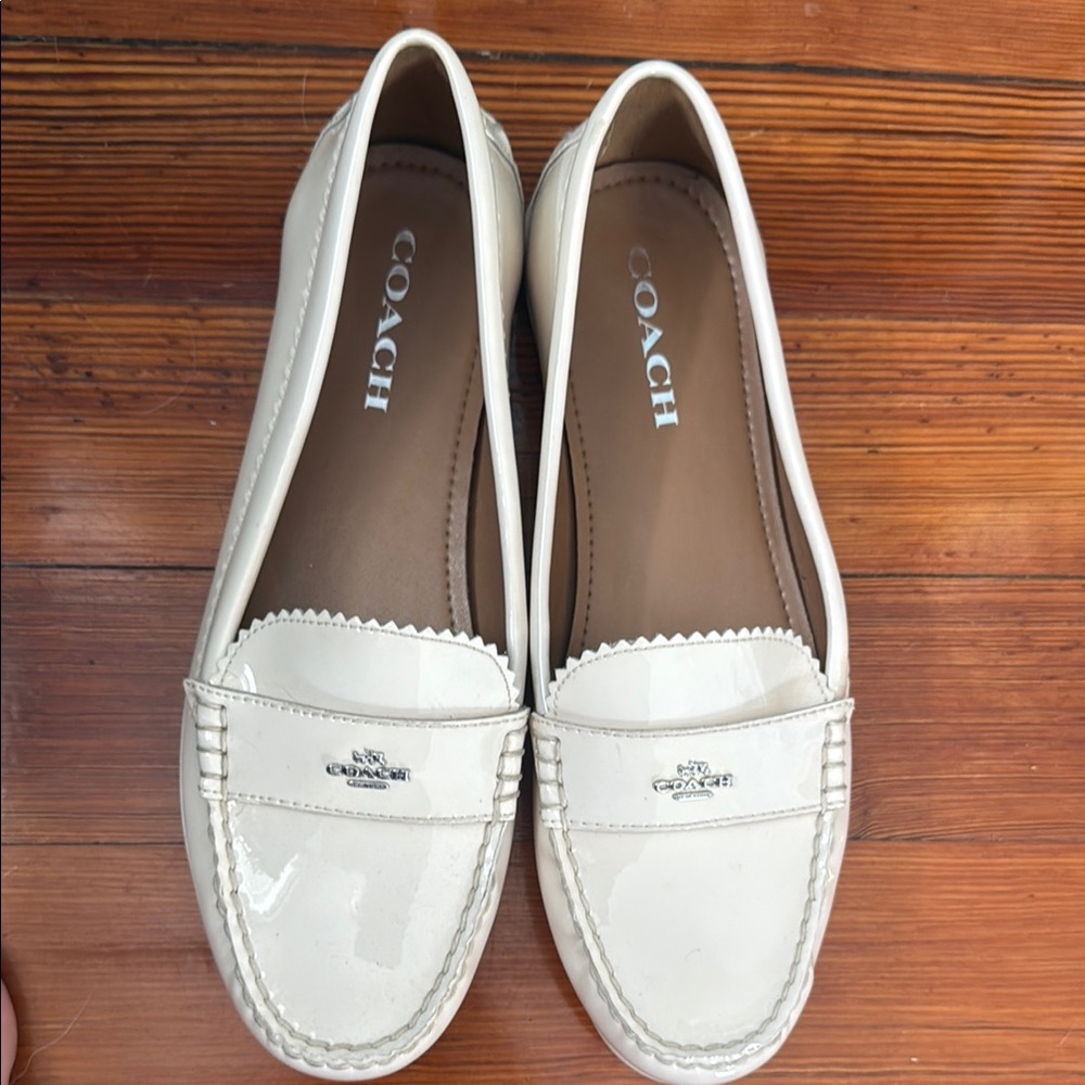 Coach Cream Flats Patent Leather Slip-On
